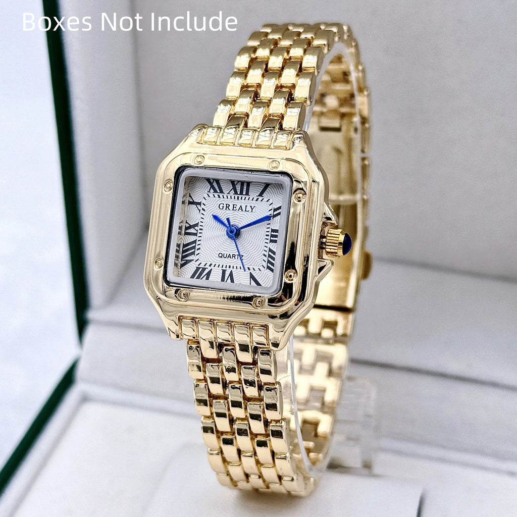 Classic Women’s Square Watch – Stainless Steel Bracelet Elegant Look