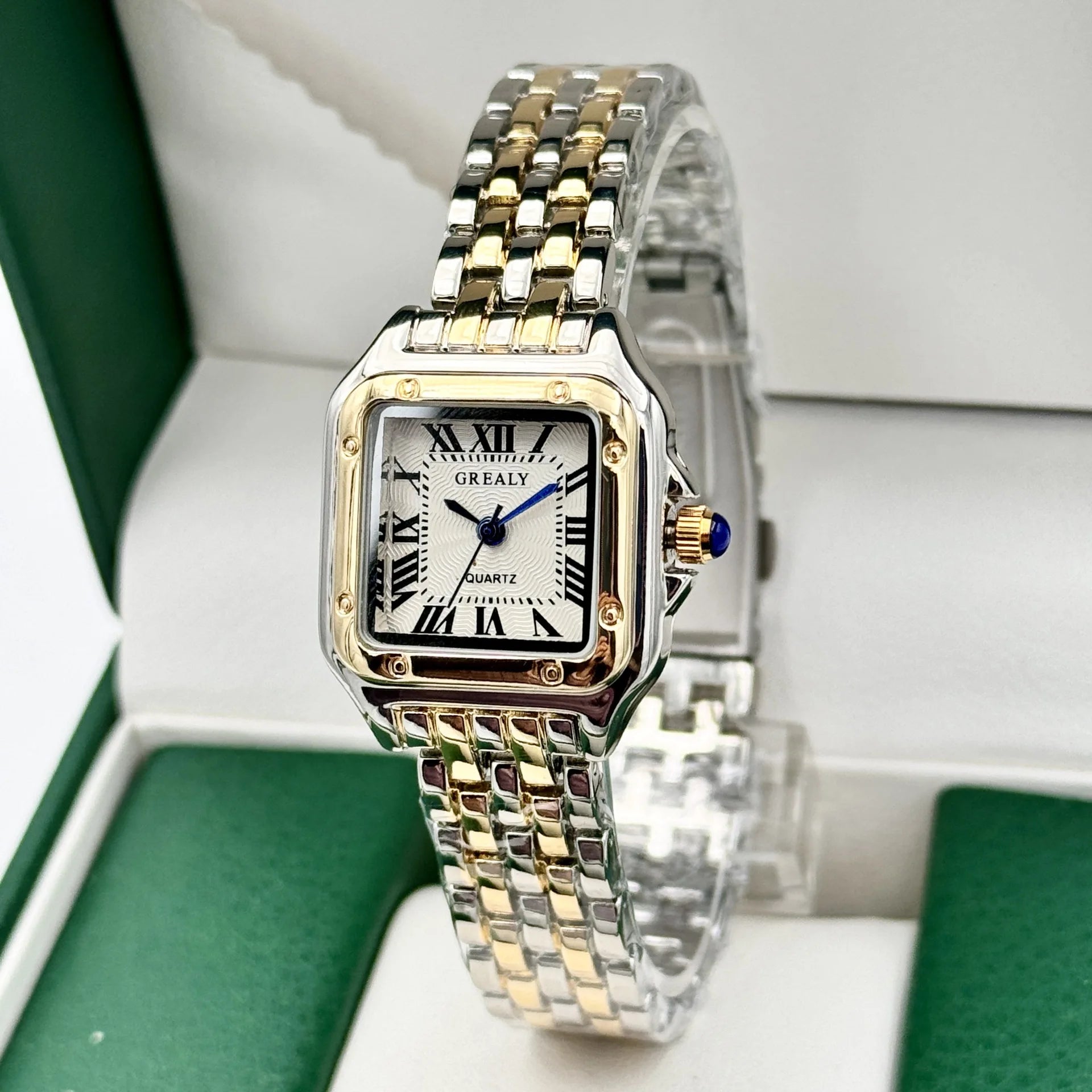 Classic Women’s Square Watch – Stainless Steel Bracelet Elegant Look