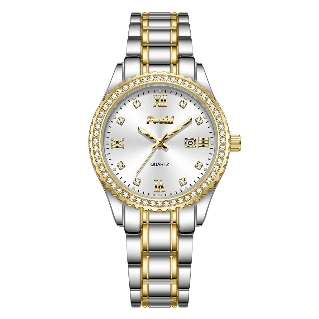 Luxury Women’s Stainless Steel Watch – Elegant Diamond Style Dial