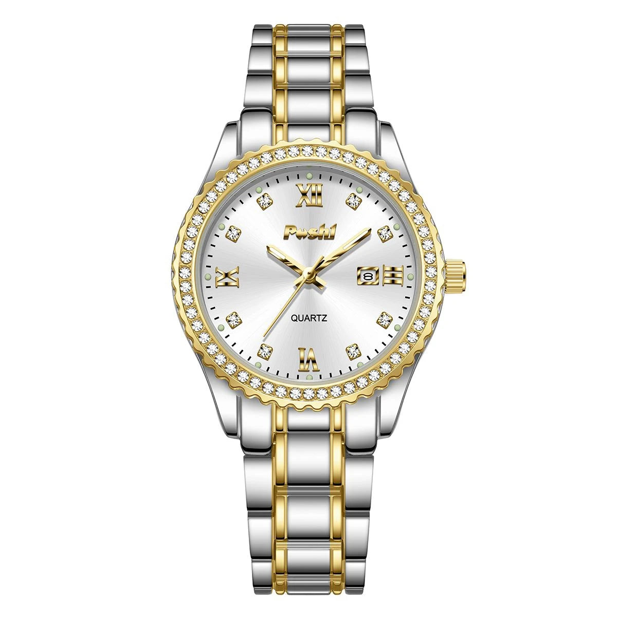 Luxury Women’s Stainless Steel Watch – Elegant Diamond Style Dial