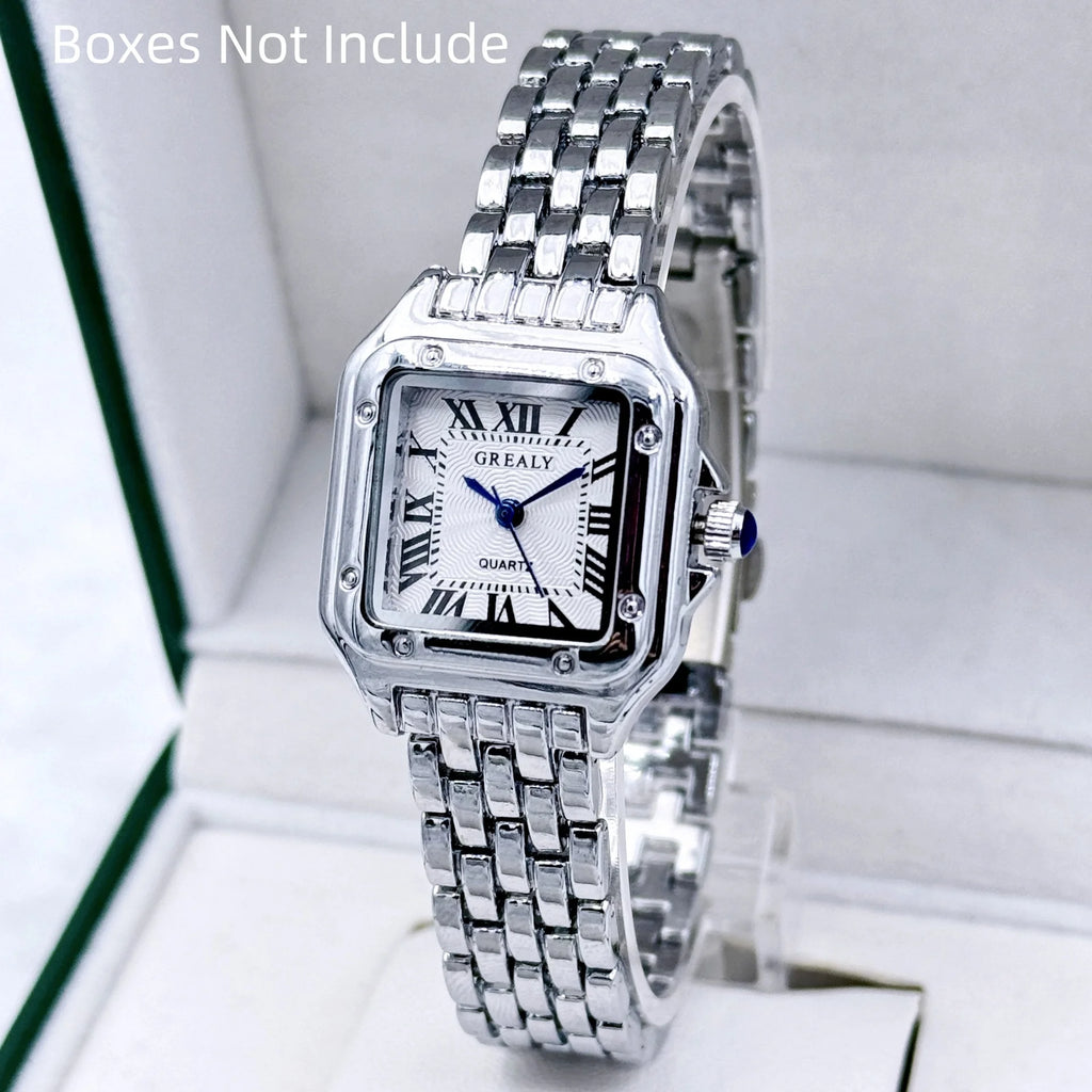 Classic Women’s Square Watch – Stainless Steel Bracelet Elegant Look