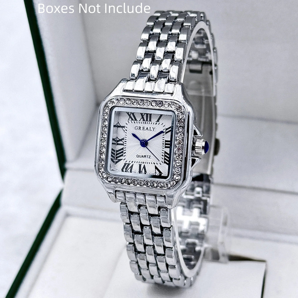 Classic Women’s Square Watch – Stainless Steel Bracelet Elegant Look
