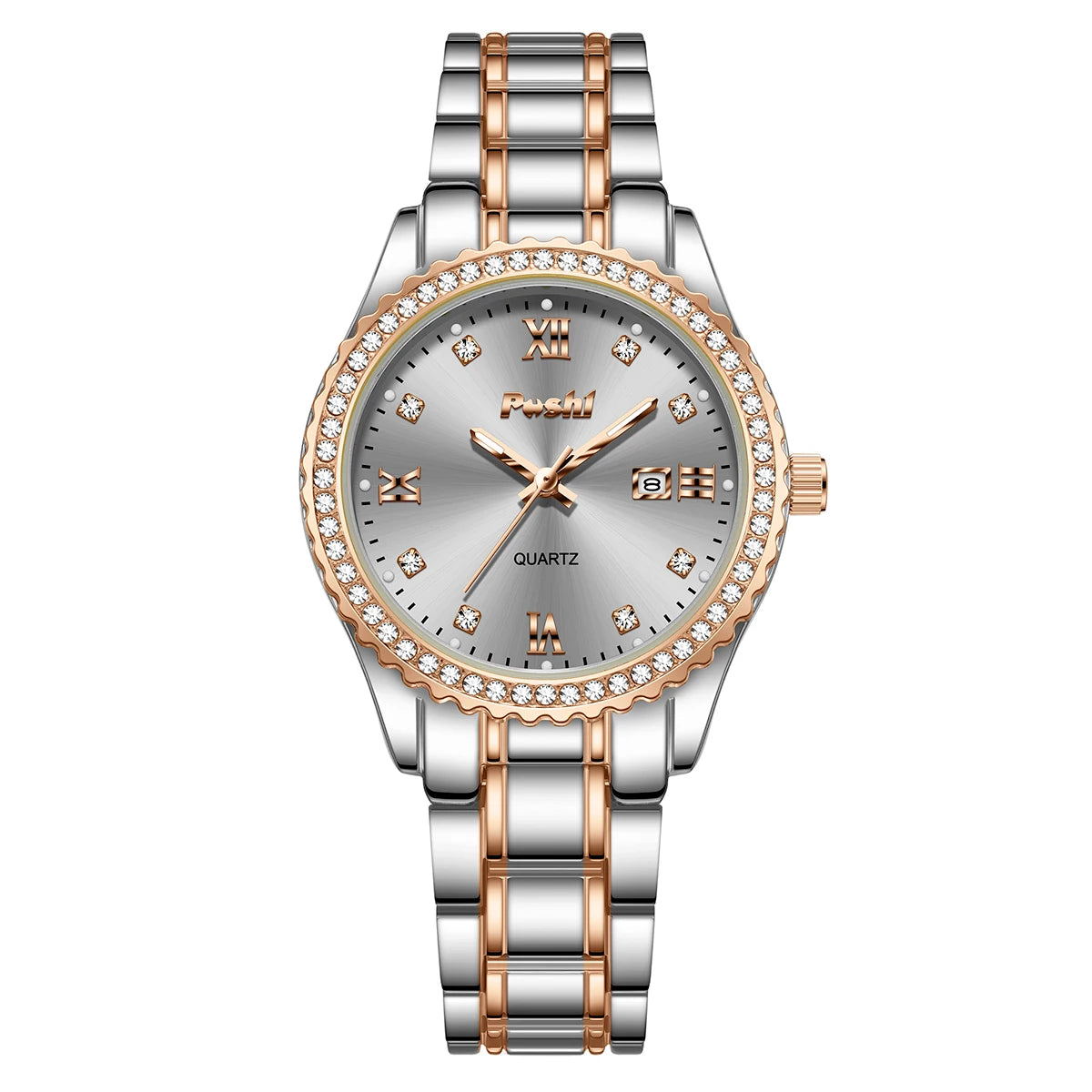 Luxury Women’s Stainless Steel Watch – Elegant Diamond Style Dial