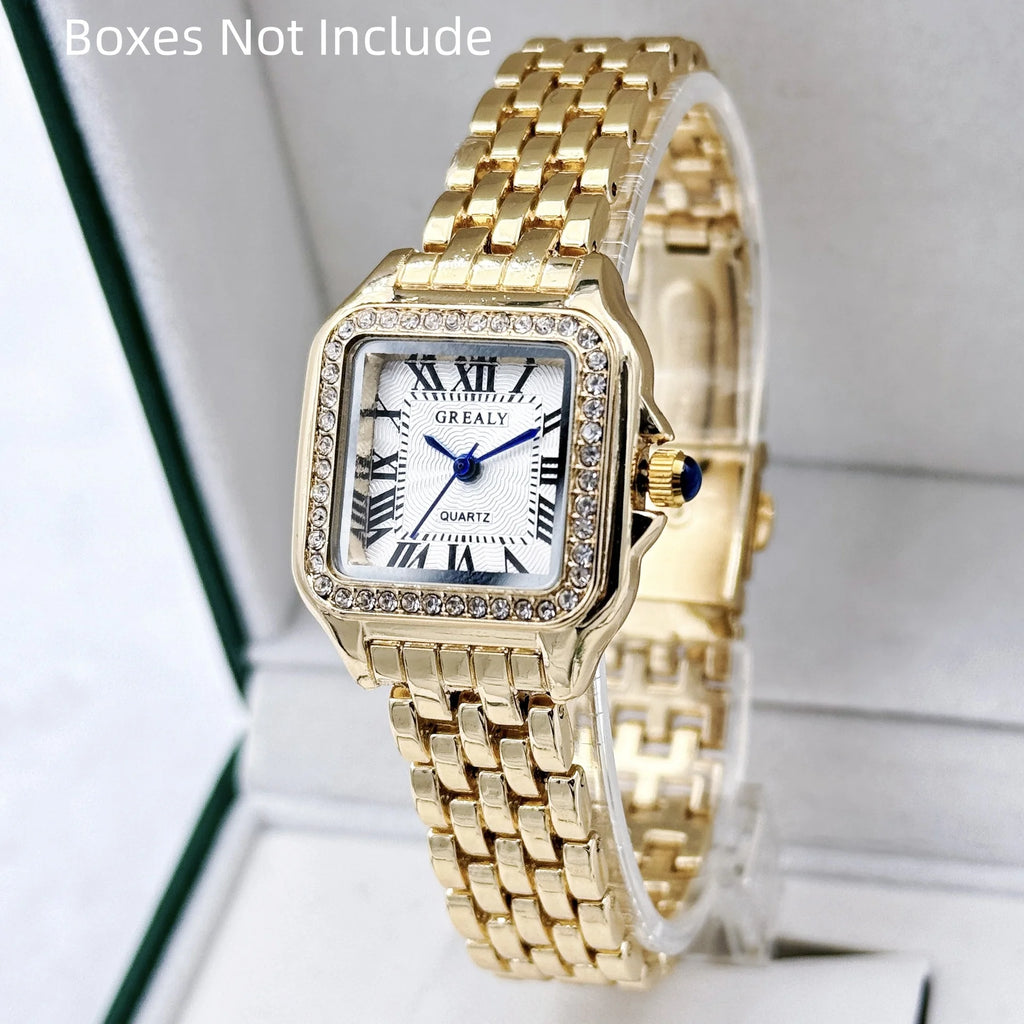 Classic Women’s Square Watch – Stainless Steel Bracelet Elegant Look
