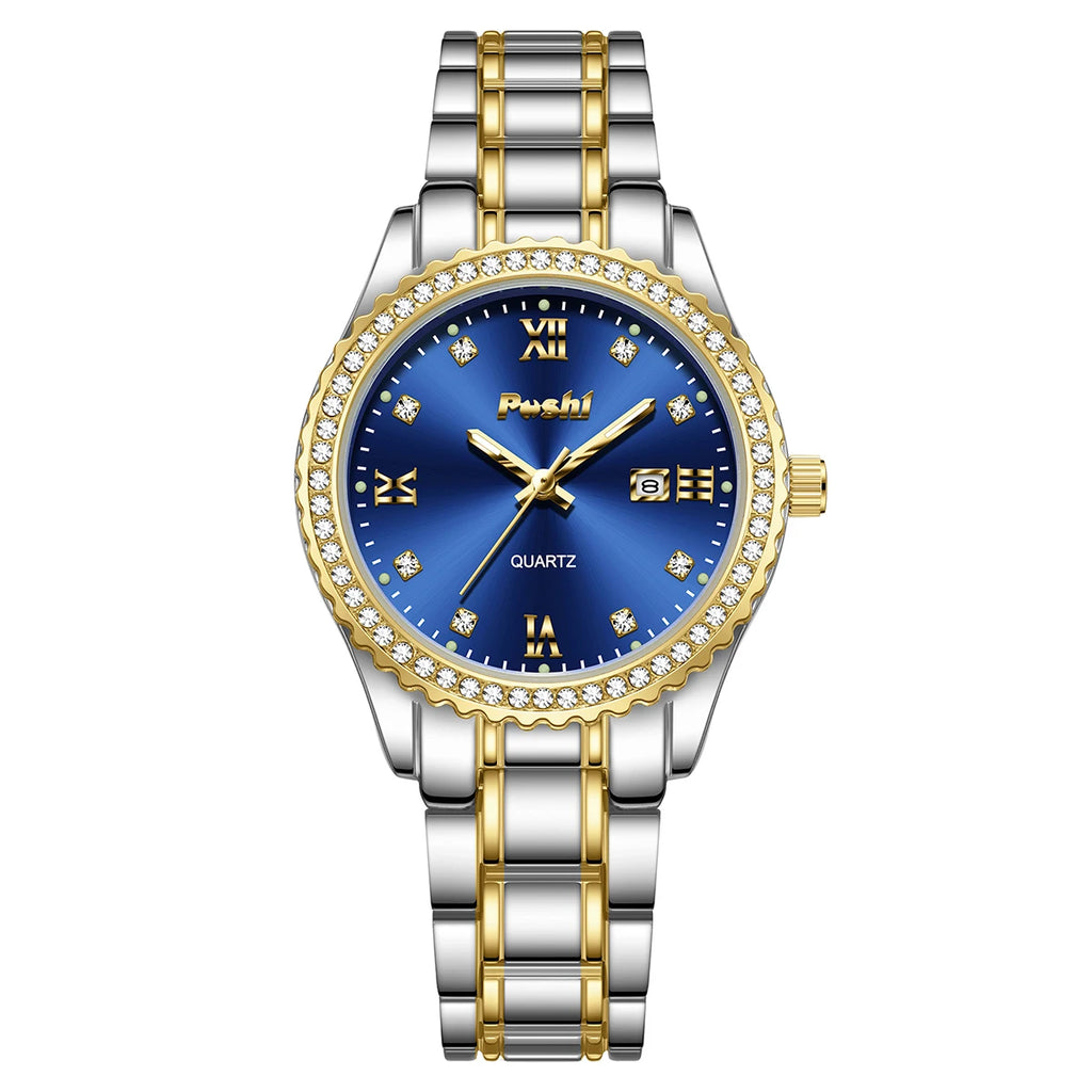 Luxury Women’s Stainless Steel Watch – Elegant Diamond Style Dial