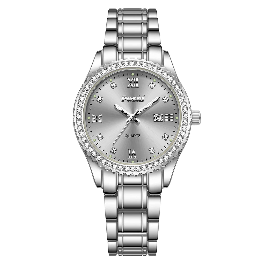 Luxury Women’s Stainless Steel Watch – Elegant Diamond Style Dial