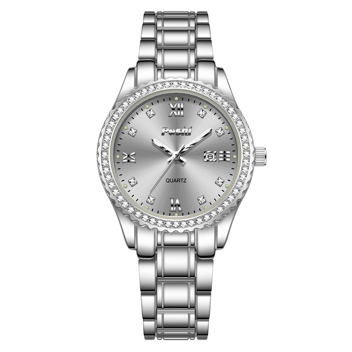 Luxury Women’s Stainless Steel Watch – Elegant Diamond Style Dial